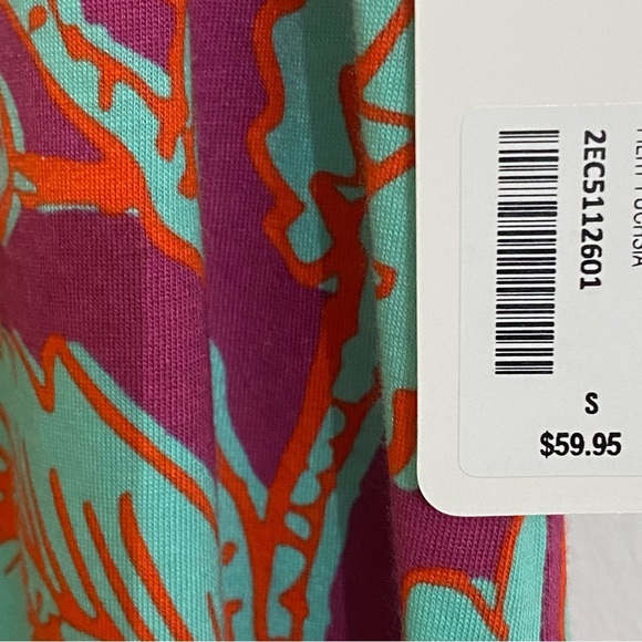 Soft Surroundings NWT Short Sleeve Top, Coral & Turquise Floral Tropical - Picture 6 of 6